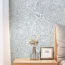 CiCiwind 197 in X 16 
in Wallpaper Peel and Stick Wallpaper White and Blue Floral Contact Paper for Cabinets Removable Self Adhesive Wall Paper Vintage Bathroom Decoral Papel Tapiz para Pared