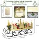 Christmas Sleigh Centerpiece Table Decorations with Flickering Led Candle Lights Xmas Sleigh Silhouette Candelabrum for Dinning Room, Table, Fireplace, Mantel Holiday Decoration (Gold)