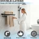 Alise Double Towel Rack for Bathroom Wall Mounted,24 Inch Bathroom Tower Holder Black Towel Rack with Double Towel Bars,SUS304 Stainless Steel Towel Bar Towel Rack with Shelf,Matte Black