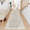Lahome Boho Washable Runner Rug Non Slip, 2.5x10 Soft Hallway Runner Rug for Entryway Indoor with Rubber Backing, Beige 10ft Long Carpet Runner for Bedroom Bedside Bathroom Kitchen RV