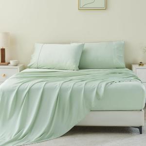 King Size Sheets Set by Gokotta, 100% Rayon Derived from Bamboo Sheets King Size, Soft & Breathable Sheets,16 Deep Pocket King Sheets With Elastic Corner Straps,Moisture Wicking,Double Stitching (King - 4 PCS, 09 Sea Glass)