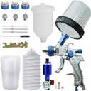 HVLP Spray Gun with 10Pcs 600ML Disposable Paint Cups, 3 Nozzles,1.4/1.7/2.0mm, Automotive Gravity Feed Paint Spray Gun Kit with Oil Separatorr for Cars & DIY Furniture Painting