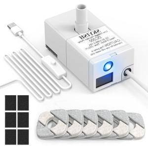 Cat Water Fountain Pump for 50oz, 95oz Fountain, Ultra Quiet, USB Cable, LED Light and 6 Pack Pet Fountain Filters