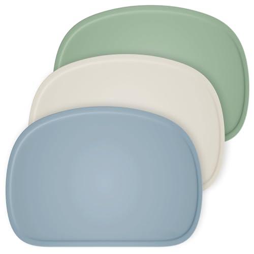 Cuddle Campus Set of 3 Silicone Placemats with Raised Edges for Kids,Toddlers,Babies, Non-Slip Dinning Table Mat, Baby Eating Mat, Food Mat Set 1