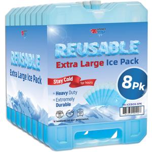 Reusable Jumbo Ice Pack - Long Lasting - Perfect for Keeping Food Or Beverages Cold, Coolers, Camping, Beach Coolers, Hiking & More, Clear Blue (Blue XL 8PK) Reusable Jumbo Ice Pack - Long Lasting - Perfect for Keeping Food Or Beverages Cold, Coolers, Camping, Beach Coolers, Hiking & More, Clear Blue (Blue XL 8PK)
