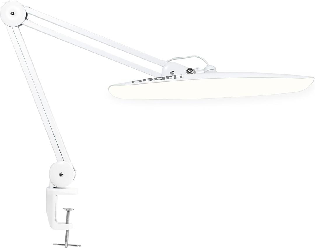 Neatfi XL 2200 Lumens 20W LED Desk Lamp with Clamp  Adjustable Color Temperature | 4-Level Dimmable Light | Home Office, Crafts & Workbench | 20-Inch Wide Head (White, CCT with Clamp)