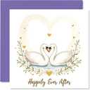 Stuff4 Wedding Card for Couples - Happily Ever After Swan - Congratulations Gifts, Congrats Well Done Card for Friends Family Colleague Neighbor, 5.7 Inch Happy Marriage Greeting Cards