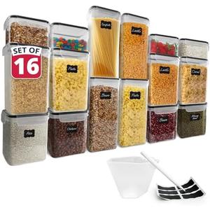 Amazon.com: Reli. Airtight Food Storage Containers with Lids (16 Sets) | Kitchen Organizers and Storage Pantry Organizers | BPA Free Plastic Food Containers | Super Variety Pack w/Measuring Cup, 18 Labels, Pen: Home & Kitchen