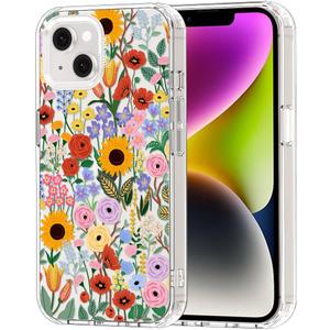 MOSNOVO Case for iPhone 13, [Buffertech 6.6ft Military-Grade Drop Protection] [Anti Peel Off Tech] Clear TPU Bumper Phone Case Cover Design - Blossom & Bloom