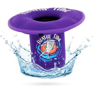 Floating Drink Holder for Pool, Inflatable Drink Floaties for Lake River Ocean, Pool Drink Float for Wide Mouth Tumblers, Cans & Bottles, Neoprene No-Tip Beverage Float - Purple