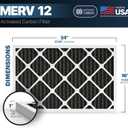 BNX TruFilter 16x24x1 MERV 12 Odor Defense (6-Pack) AC Furnace Air Filter with Activated Carbon - MADE IN USA - Pleated Air Conditioner HVAC AC Furnace Filters - Removes Odor, Mold, Bacteria, Smoke