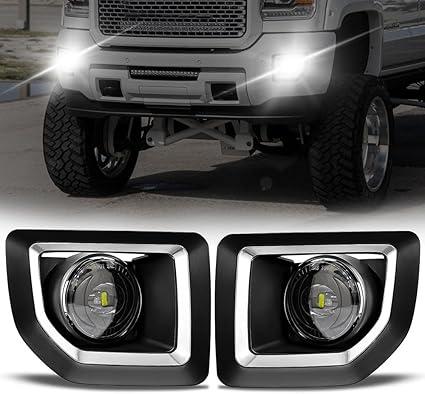 LED Fog Lights for 2015-2019 GMC Sierra 2500HD/3500HD, Fog Light Assembly Replacement, Easy to Install, Waterproof, Improved Visibility in Rain & Fog, Exclude Fog Wiring Harness