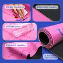 KUNTE Mahjong Mat for Table, Pink, 32x32 Inch | American Mahjong Mat with Printed Rules, Non-Slip, Quiet and Foldable, Includes Portable Tote Bag