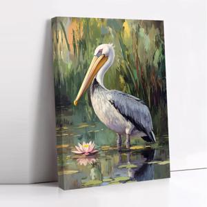 CCWORKERRY Pelican Picture Bathroom Wall Art Bathroom Coastal Pelican Canvas Prints Ocean Bird Painting Nautical Theme Lake House Decor Framed(Green,16" x 24")
