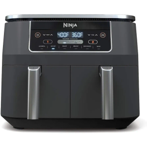 Ninja DZ201 Foodi 8 Quart 6-in-1 DualZone 2-Basket Air Fryer with 2 Independent Frying Baskets, Match Cook & Smart Finish to Roast, Broil, Dehydrate & More for Quick, Easy Meals, Grey