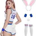 Lola Halloween Cosplay Costume for Women Space Movie Basketball Jersey Full outfit with Shorts Headband socks (Large)