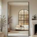 Large Mirror Full Length 72"X44", Oversized Floor Mirror with Stand, Black Free Standing Mirror Full Length for Gym Bedroom Living Room, Hanging or Wall Mounted, Shatterproof Tempered Glass