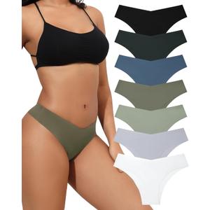 LEVAO Seamless Underwear for Women No Show Cheeky Bikini Panties Stretch V Cut Panty S-XL (Regular & Plus Size) (Medium)