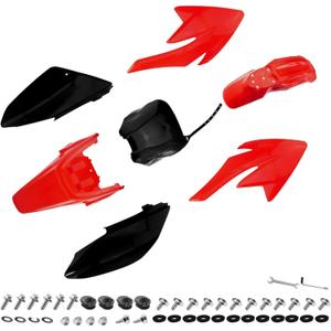 PRO BAT 7 PCs Plastic Fairing Fender Kit CRF 70 CRF70 125cc Apollo Dirt Pit Bike, Red&Black