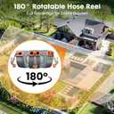 NEWBULIG Garden Hose Reel, 1/2" x 65 ft Retractable Heavy Duty Water Hose | Automatic Wall Mounted, 9 Pattern Hose Nozzle, Slow Slow Retract System, Any Length Lock, 180° Swivel for Yard Cleaning, Grey