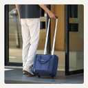 Amazon Basics Underseat Carry-On Luggage with Wheels and Handle, 14" Rolling Travel Bag, Fits Overhead Bins, Organized Compartments, Navy