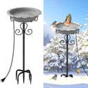 Webuys Heated Bird Baths for Outdoors, 100W Heated Birdbath Bowl for Outdoors for Winter with 5-Prong Metal Base Thermostat Control, Heated Bird Bath for Outside Winter Garden Patio Yard Lawn (Gray) 