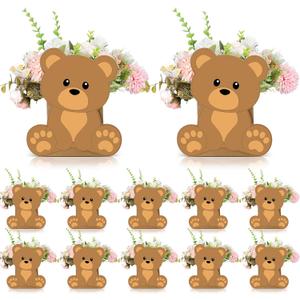 Hushee 12 Sets Bear Baby Shower Flower Centerpieces for Tables Baby Shower Decorations 3D Boxes for Boys Girls Birthday Centro De Mesa Para Gender Reveal Tea Party Supplies