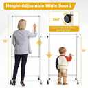 Rolling Whiteboard Corkboard Combo with Stand 24"x40", Double-Sided Mobile Dry Erase Bulletin Board on Wheels, Reversible Height Adjustable Standing Board for Home & Office