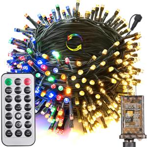 Joomer Color Changing Christmas Lights, 82ft 200 LED String Lights 11 Modes Timer Function with Remote, Connectable Christmas Decor for Indoor, Outdoor, Yard, Tree, Party(Warm White to Multicolor)