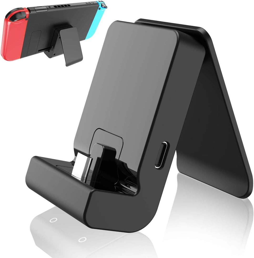 Switch Stand for Nintendo,Charging Dock for Switch Lite/OLED, Portable Adjustable Charging Stand for Nintendo with USB Type C Charger Port(Black)
