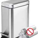 Homie Soft Close, Slim Trash Can 1.6 Gallon with Anti - Bag Slip Liner and Lid, Use as Mini Garbage Basket, Slim Dust Bin, or Decor in Bathroom, Restroom, Kitchen, or Bedroom (Brushed Stainless Steel)