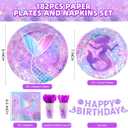 182pcs Mermaid Themed Plates and Napkins Set,Serve 30