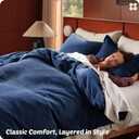 Bedsure Cotton Duvet Cover Queen - 100% Cotton Waffle Weave Navy Blue Duvet Cover Queen Size, PureWoven Breathable Bedding Set for All Season, 3 Pieces, 90"x90"