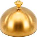 Gold Stainless Steel Food Dome Cover Food Protecting Dome Cover Serving Plate Dish Dome Cake Butter Dessert Cheese Cover for Burgers Restaurant Party (Crown Handle)