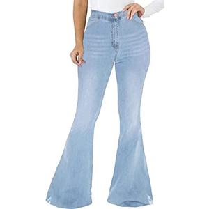 CuteCherry Bell Bottom Jeans for Women Ripped Skinny Bell Bottom Raw Hem Denim Pants M