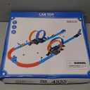 LILYBUDS Toy Car Track Gift Set for Boys Kids Age 3-5 4-7 8-12, Long Race Tracks with 4 Action Loops and 4 High-Speed Slot Die-Cast Race Cars, 35+ Pieces Race Tracks to Create Multiple Configurations