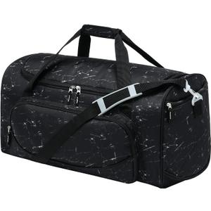 Uarition Men's Large Duffle Bag, 55L Heavy Duty Gym Bag for Sports, Workout, and Travel - Durable Duffel Gear Bag in Marble Black