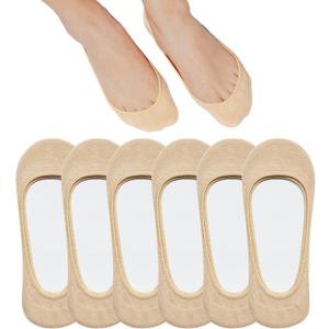 SIXDAYSOX No Show Socks Women for Flats 4 to 8 Pack Non Slip Invisible Ultra Low Cut Socks Shoe Size 5-8/9-11 (6 Pairs-nude)