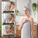REDKISS Gray Bath Towels Set 8 Piece - Microfiber Bathroom Towels of 8 Large, Highly Absorbent Bath Towel, Soft Shower Towel for Bathroom, Hotel 2 Bath Sheet 2 Hand 2 Washcloths 2 Hair Towel Wrap