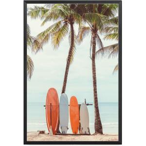 GEORHJ Poster Wall Art Picture Canvas Print Painting Poster Surfboards On The Beach Wall Picture Art Living Room Home Decor Kitchen and Dining Room Wall Decoration 15x21inch (metal frame)