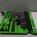 SWANLAKE 3/8'' Drive Impact Socket Set, 50-Piece Standard SAE (5/16 to 3/4 inch) and Metric (8-22mm) Size, 6 Point, Cr-V, 3/8-Inch Ratchet Handle, Extension Bar, Universal Joint