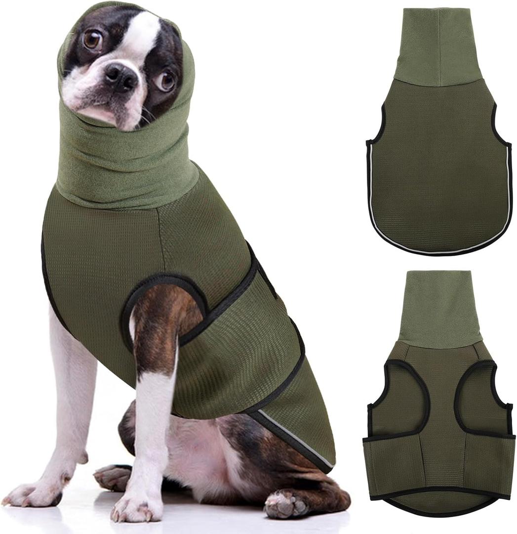 AOFITEE Dog Anxiety Vest, Dog Anxiety Calming Hoodie, Pet Thunder Jacket Calming Shirt for Fireworks, Thunder, Travel, Separation, Noise Block & Ear Protection Recovery, M