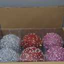 Riceshoot 12 Pcs 6 Inch Large Christmas Balls Ornaments for Tree with Peal Sparkle Sequin Big Glitter Christmas Tree Decor Xmas Shatterproof Hanging Balls for Xmas Holiday Party Supplies(Pink)