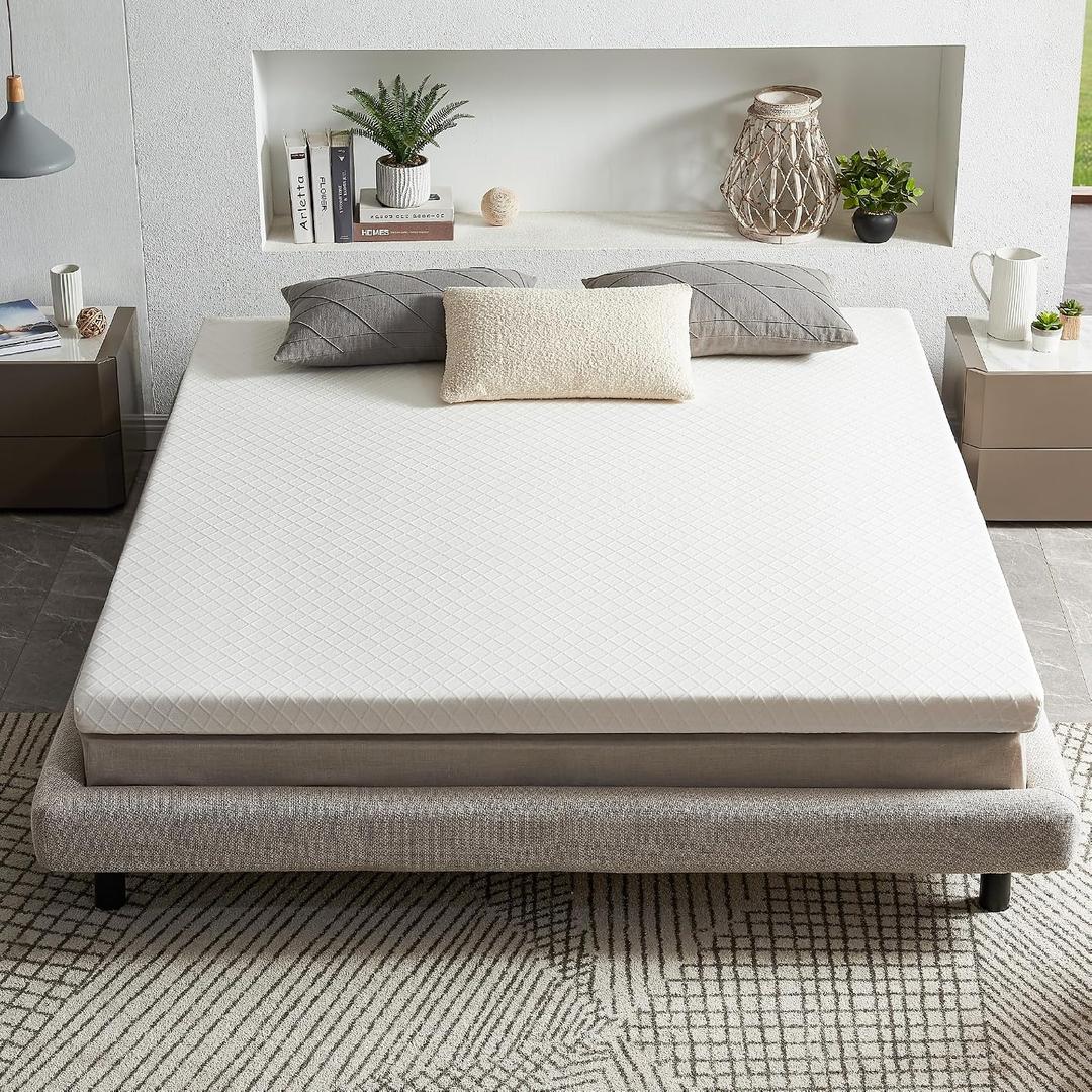 RECCI Memory Foam Mattress Topper for College Dorm, Pressure-Relieving Mattress Topper for Back Pain, Non-Slip Design with Removable & Washable Cover, CertiPUR-US Certified, 3 Inch TwinXL