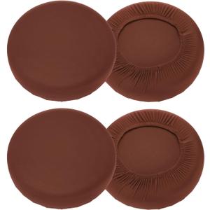 uxcell 4 Pack Stool Covers Round, 16-18 Inch Bar Stool Covers Washable Dustproof Slipcover Seat Cushion with Elastic No Sponge Pad for Bar Kitchen Living Room Decor, Light Brown