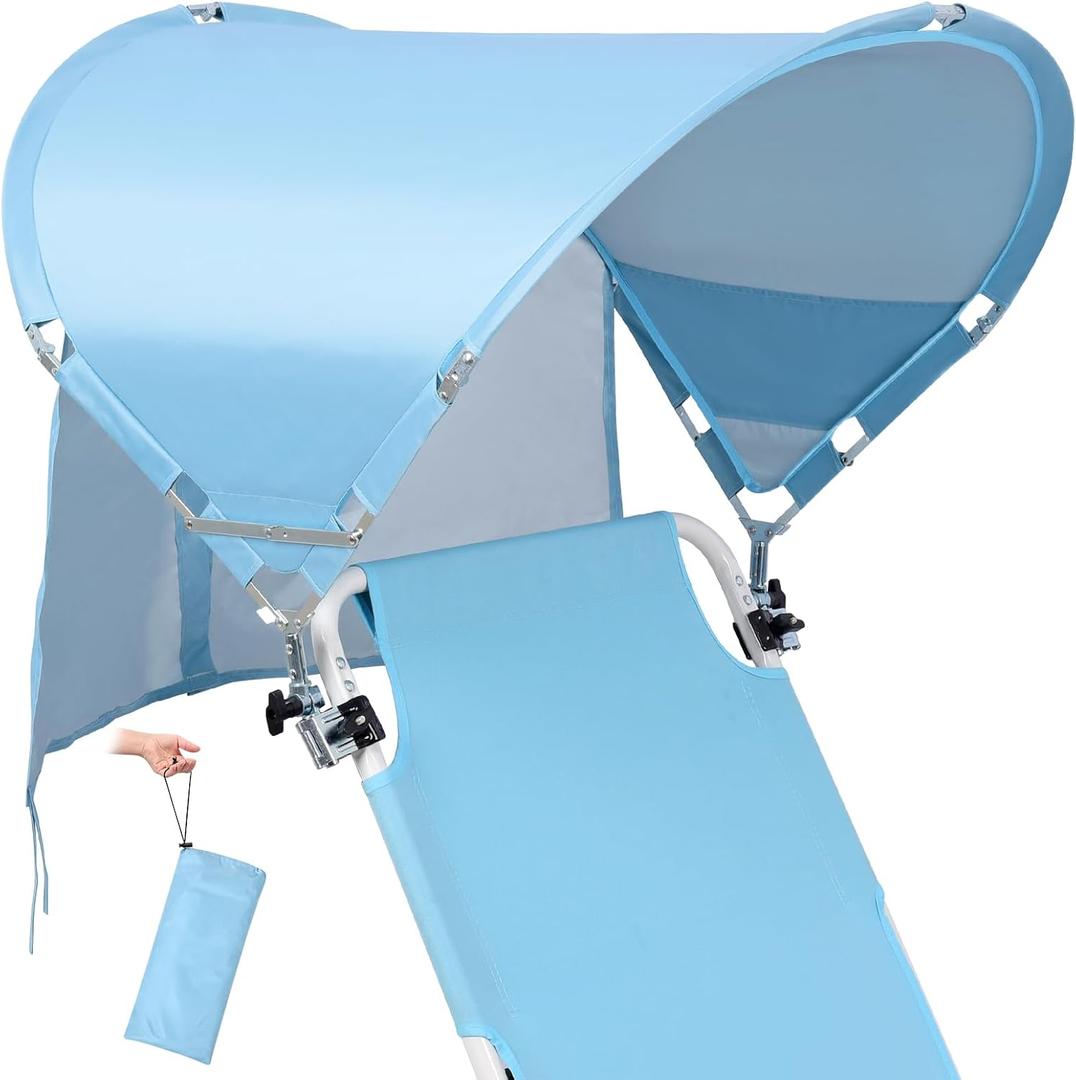 XL Universal Wind-Resistant Chair Umbrella Canopy, Extra Large Foldable UPF 50+ Sun Shade Attachment with Adjustable Clamp, Fits Most Beach, Camping, Lawn, Sports, Zero Gravity Chairs, Patented