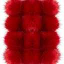 12 Pieces Faux Fur Pom Pom Balls Fur Fluffy Pompom Ball with Elastic Loop for Hats Shoes Scarves Gloves Scarves Bag Key Chain Charms Accessories (Bright Red)