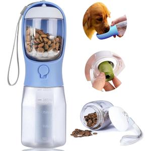 Dog Water Bottle with Food Container, Portable Pet Dog Water Dispenser for Outdoor Walking,Hiking,Travel,Puppy Essentials,Puppy Supplies,Replaceable Waste Bags