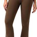 Colorfulkoala No Front Seam Flare Leggings Tummy‑Control for Women (Brown, XXL)