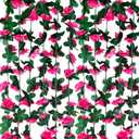 8Pcs 63Ft Fuchsia Rose Garland, Fake Flower Vines, Artificial Vine Flowers, Rose Hanging Garland for Party Wedding, Garden, Room Table, Christmas, Backdrop Wall Arch Decor
